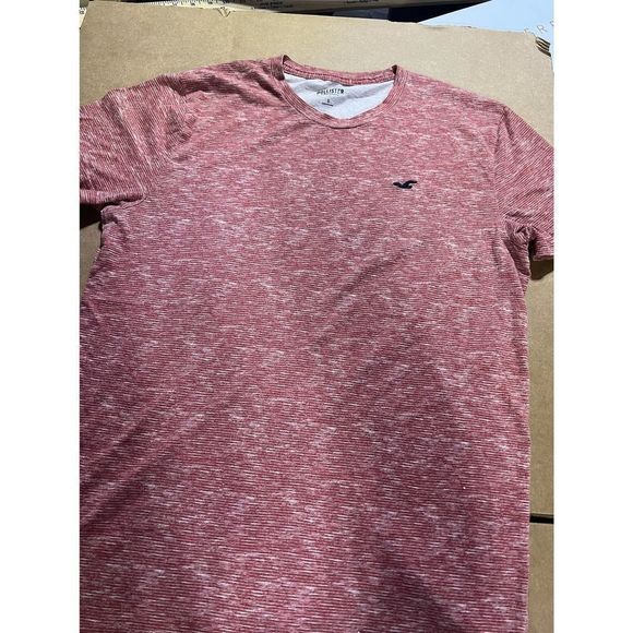 Hollister logo UNISEX maroon white striped short sleevet- shirt SZ S - Picture 7 of 10